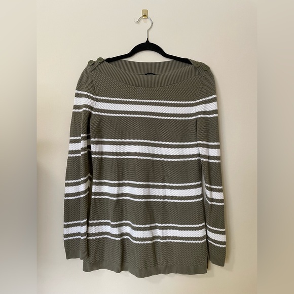 NWOT Talbots Striped Shoulder Button Sweater -‎ S - Picture 1 of 9